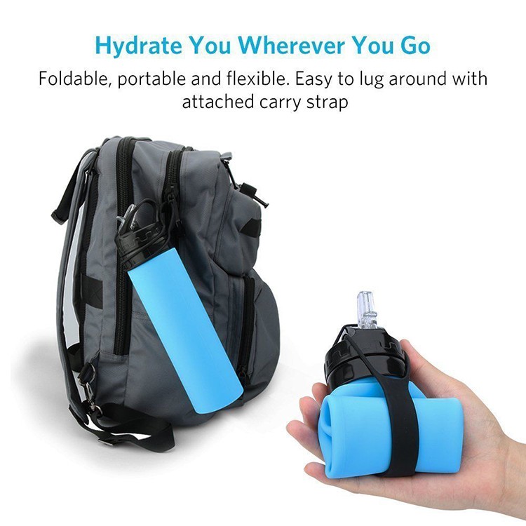 Customized Logo BPA Free Collapsible Sports Water Bottle Silicone Water Bottle For Hiking Cycling 7