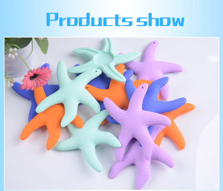 Newest unique designed bpa free food grade starfish silicone teether baby 25