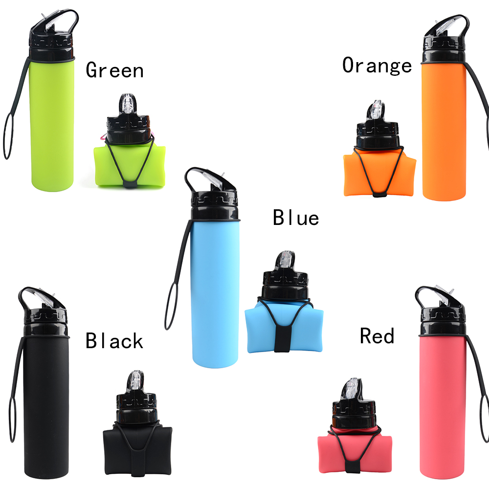 Customized Logo Color Silicone Foldable Silicone Water Bottle Eco Friendly Collapsible Water Flexible Spotts Gym