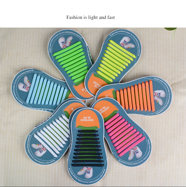 16pcs Durable Flat Elastic No Tie Shoe Laces Mix Color Silicone Lazy Shoelaces 17