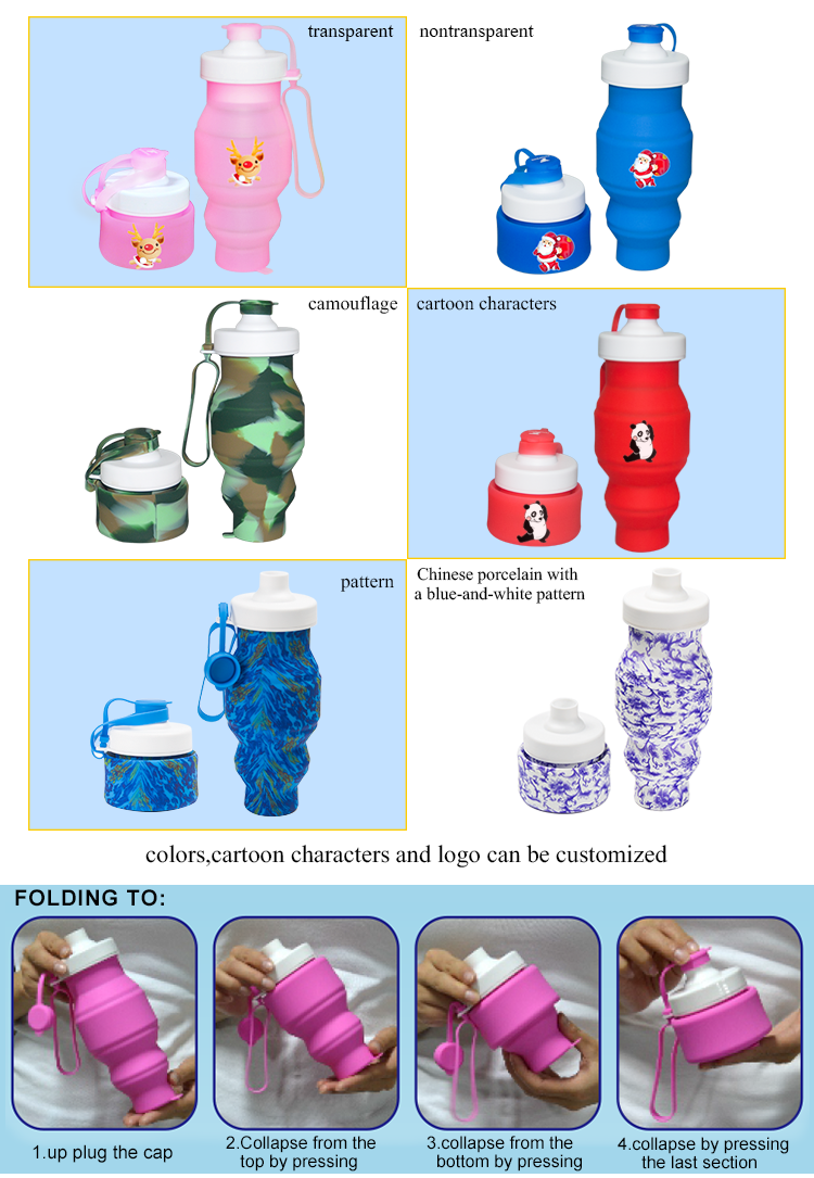 foldable silicone water bottle sport bpa free bottles 9