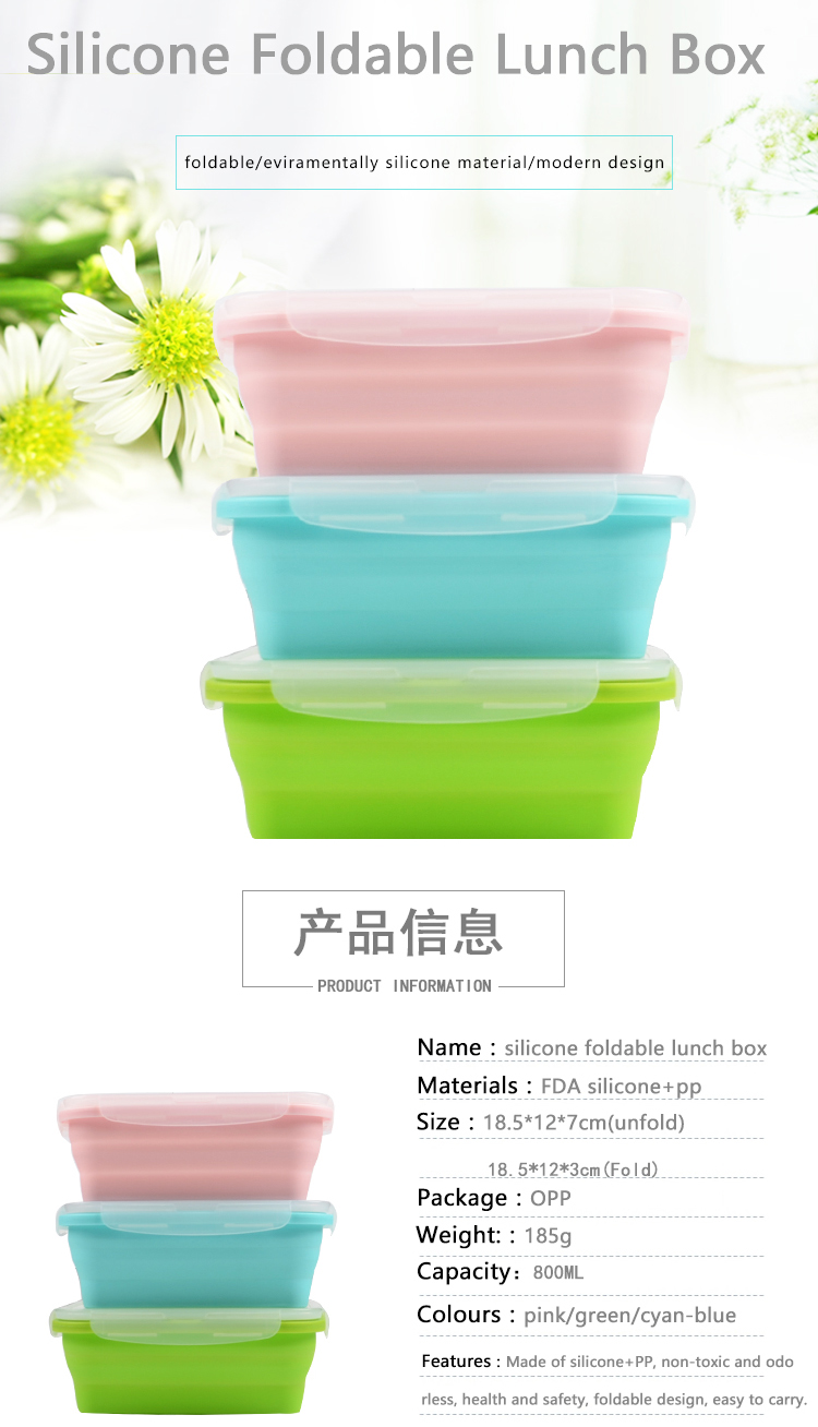 Fold Collapsible Food Storage Containers Silicone Lunch Box 3