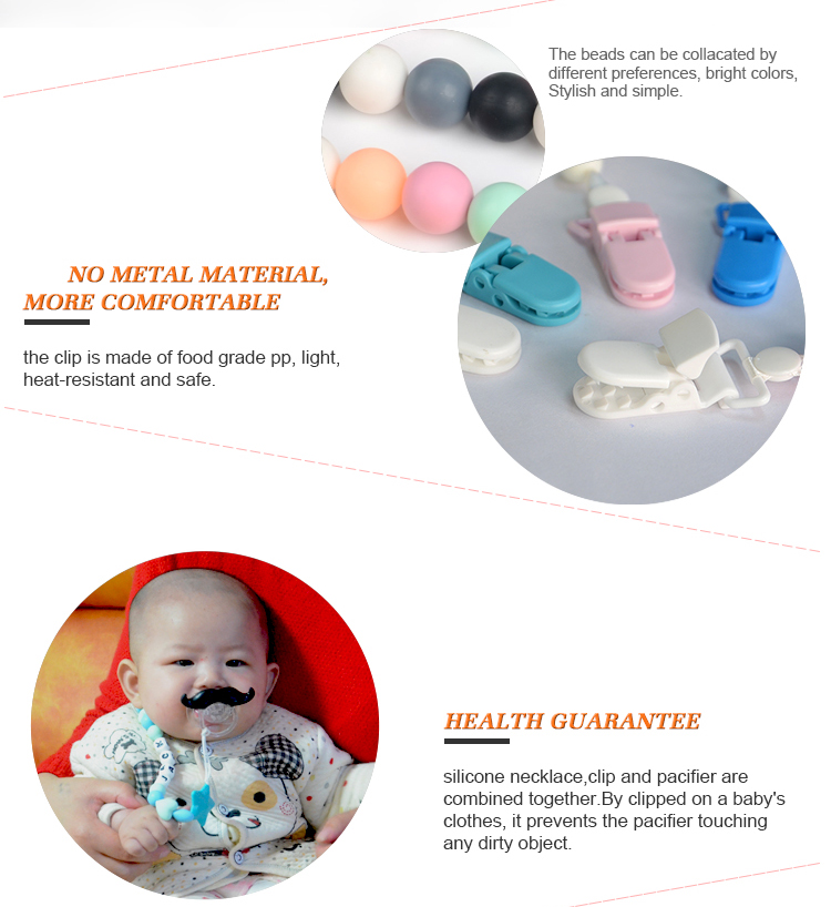 Amazon Safe FDA Silicone Baby Pacifier Soother Chain Clip 7