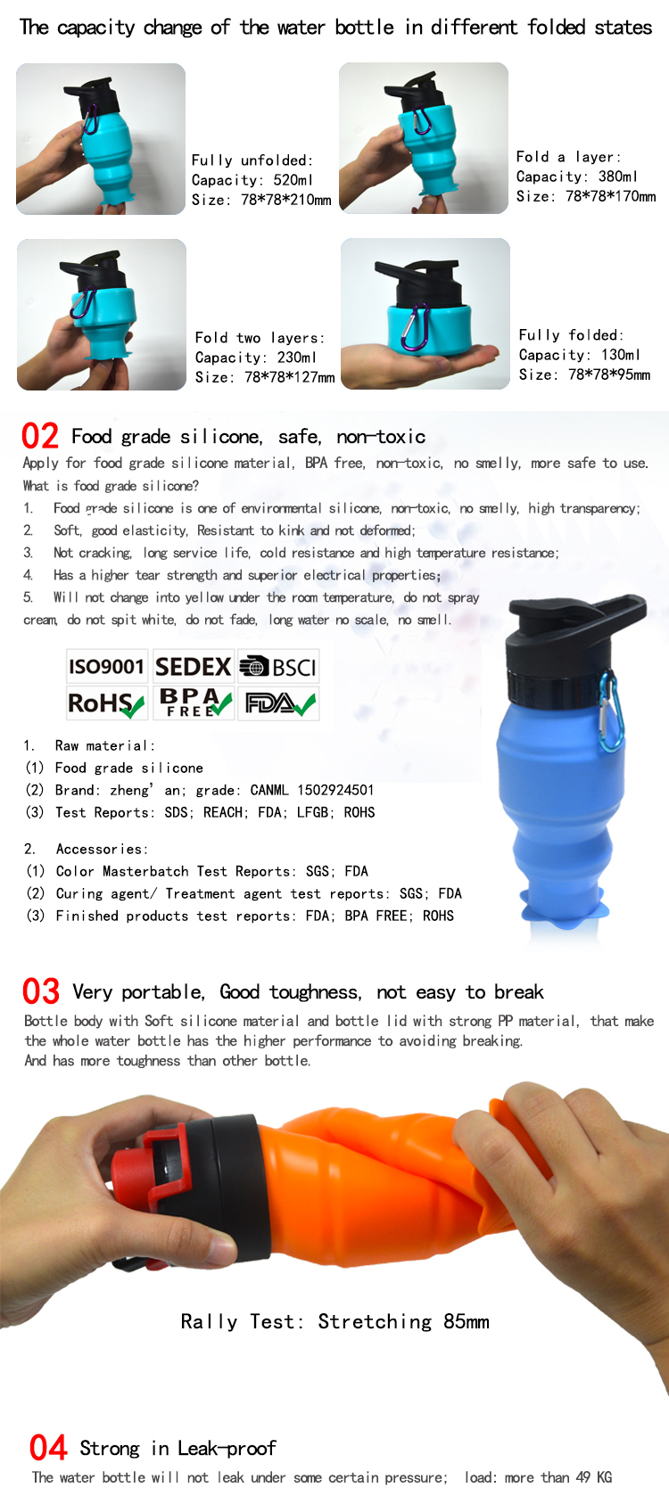 Foldable Silicone Water Bottle 7