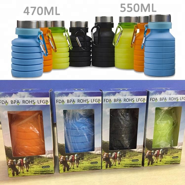 Customized Logo acceptable telescopic silicone water bottle 9