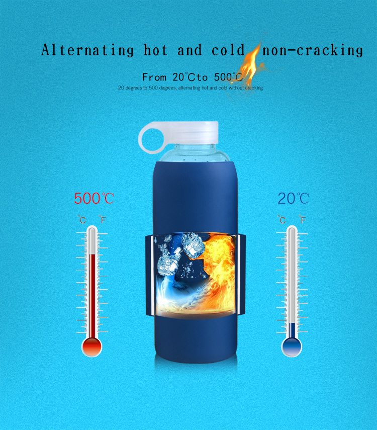 hot selling custom fashion sport drink bottle glass with silicone rubber sleeve for boys 19