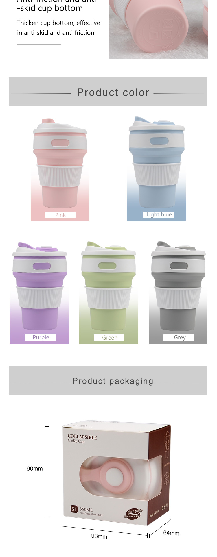 Customized FDA collapsible silicone coffee cup 13