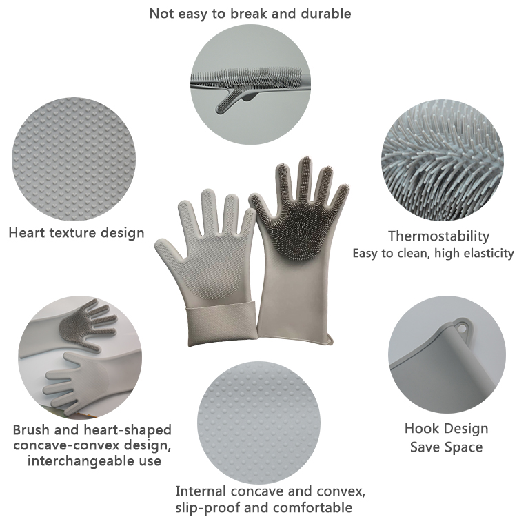 Multipurpose Household Dish Washing Brush Clean Gloves Silicone Dishwashing Gloves With Wash Scrubber 7