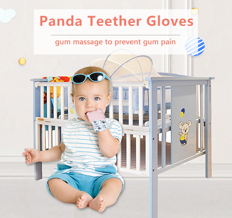 Silicone Self Soothing Hand Teether Mitt Pain Relief Teeth Toy Glove Infant Baby Teething Mitten 3