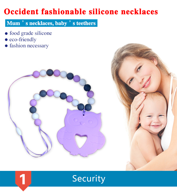Manufacturer FDA silicone teething silicone bead choker necklaces 3