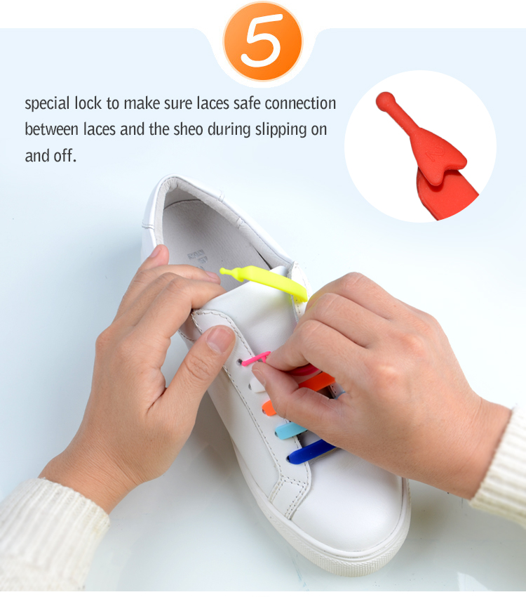 Custom design bulk quick silicone lazy shoelaces 15