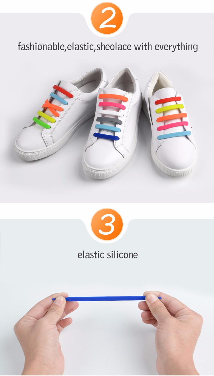 2018 fashion colorful new rainbow silicone shoelaces 7
