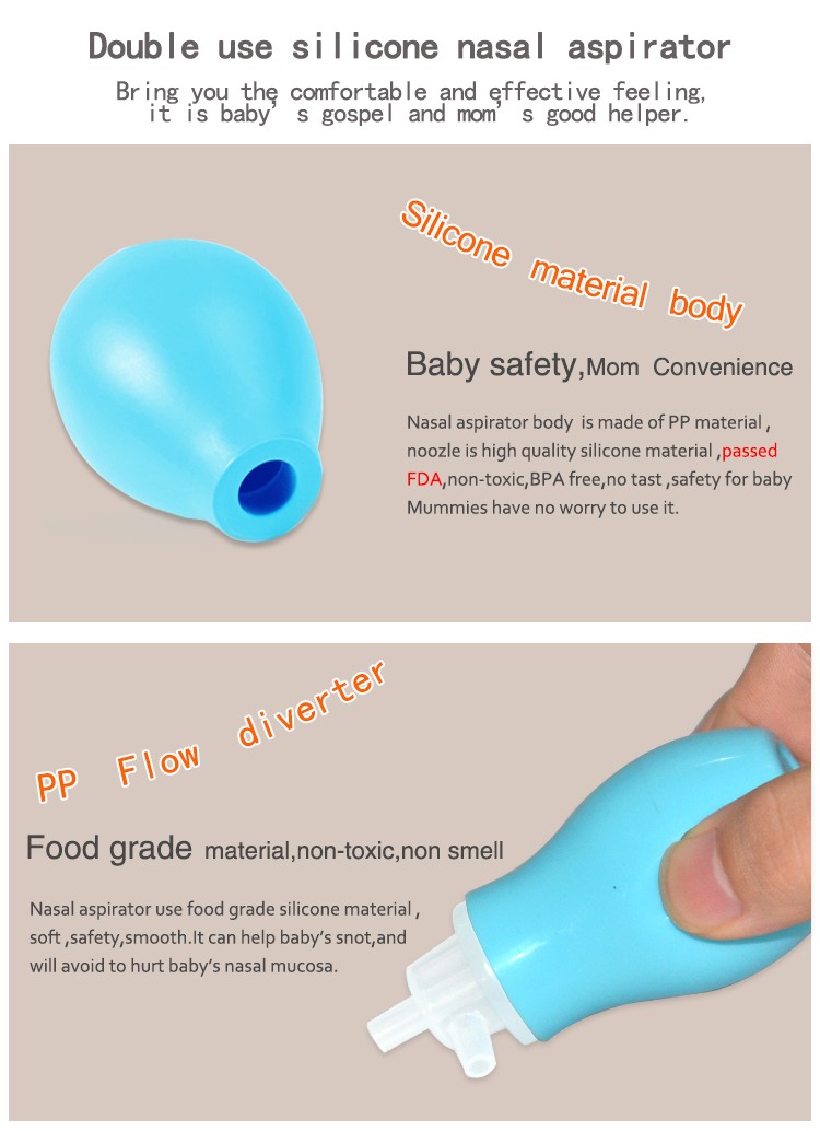 BPA Free Safety Baby Silicone Baby Mucus Nasal Aspirator 5