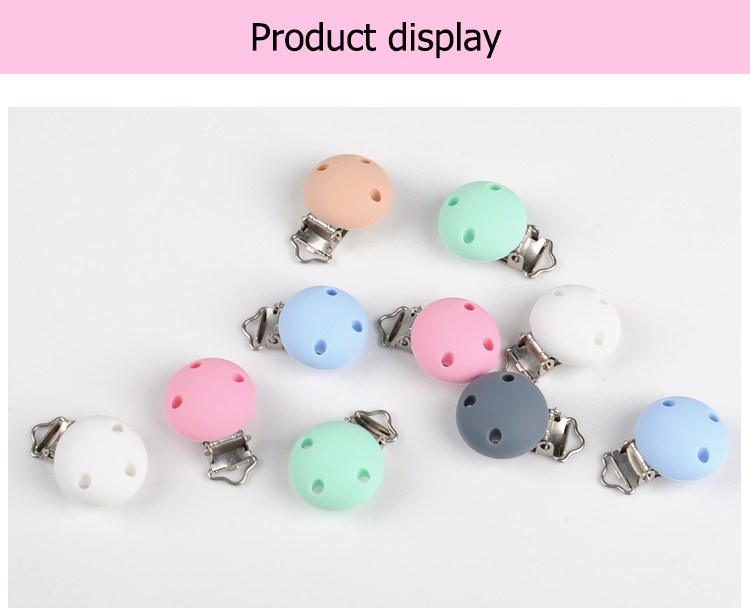 BPA Free and food grade Silicone baby Pacifier Clips chain Product Name silicone clips 15