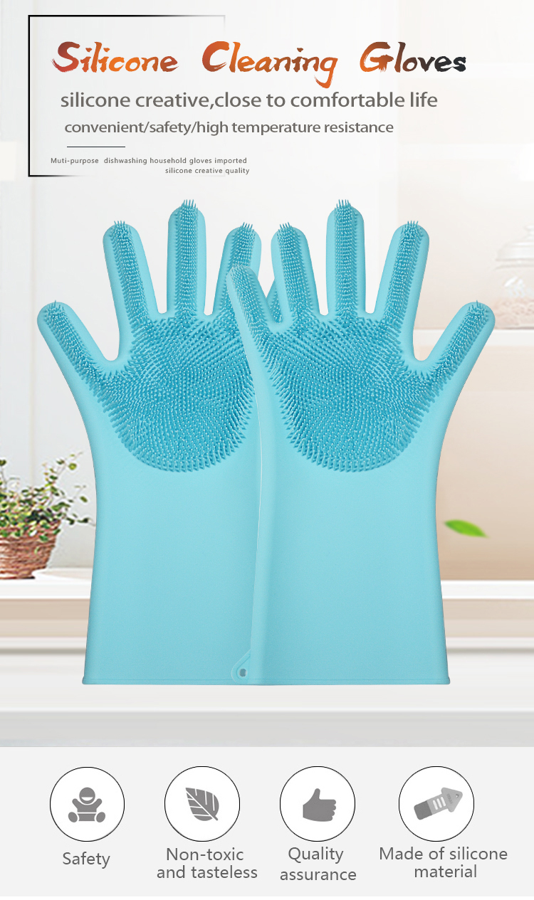 Amazon Hot Sell Product Silicone Cleaning Brush Dish Washing Glove 7