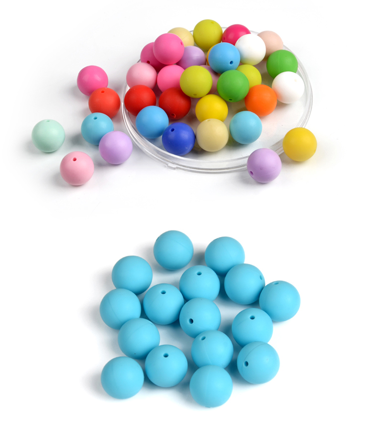 Custom Food Grade Soft Baby Teething Silicone Round Beads 15mm Silicone Beads For Pacifier 11
