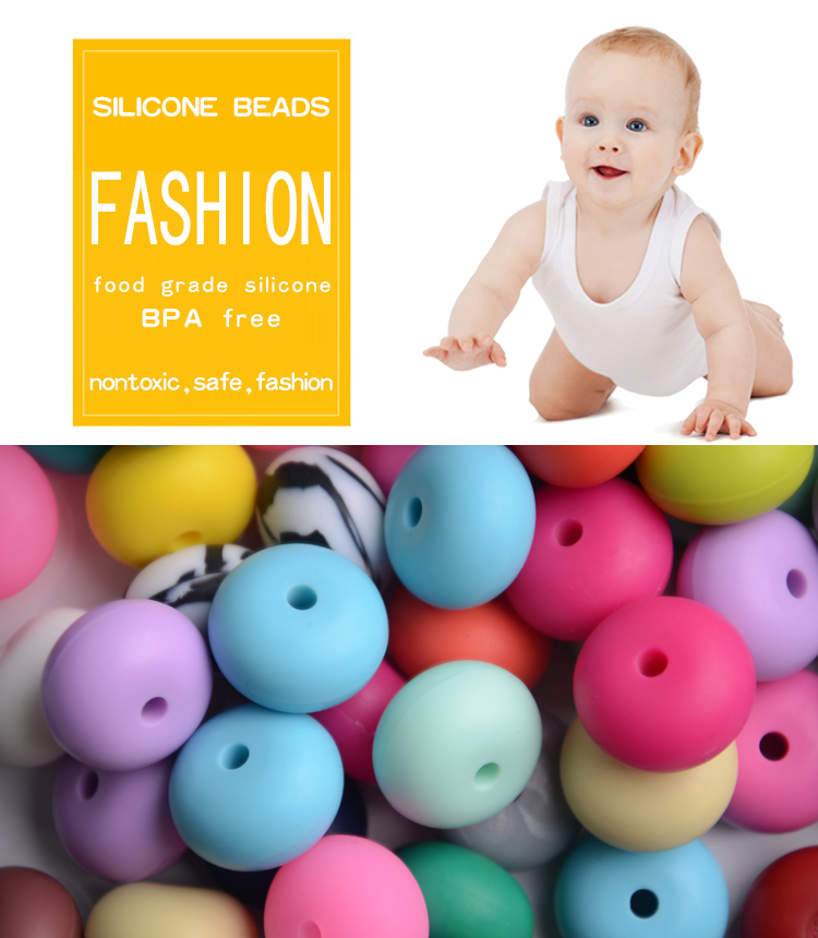 Hot Jewelry OEM Bpa free Silicone Teething Beads for Baby 5