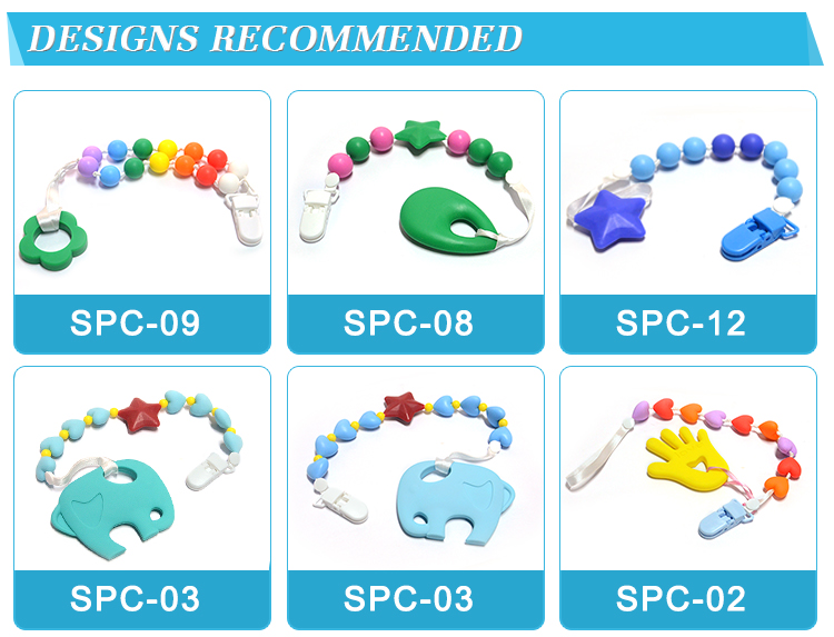 Shenzhen Baby Product Customized Silicone Wooden Clip Pacifier Chain 19