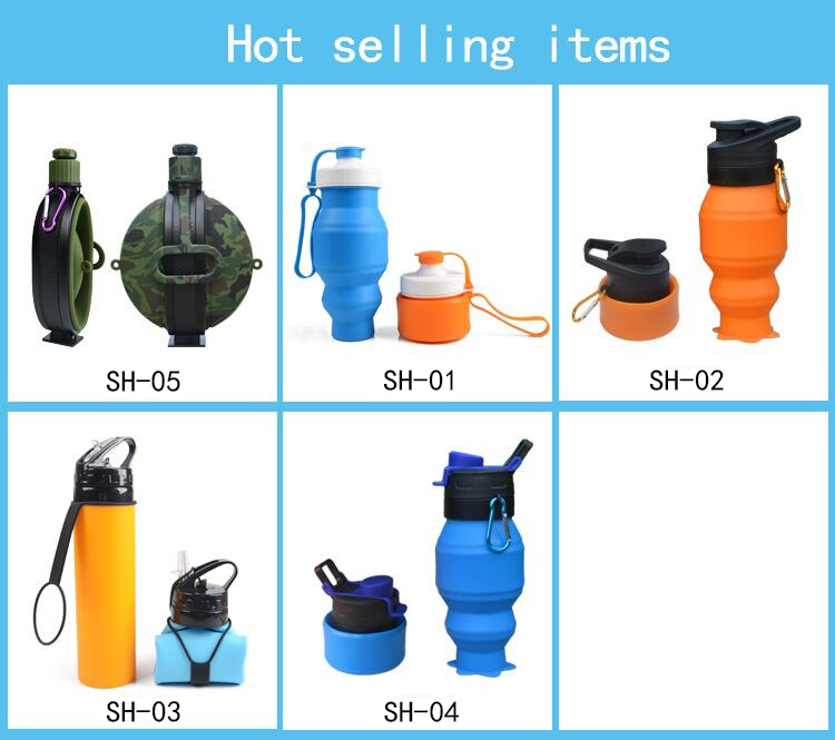 Foldable Portable Travel Silicone Bottle Collapsible Sports Water Bottle For Gym