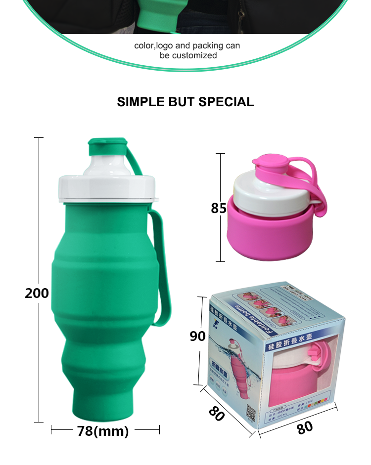 515ml fashion collapsible sport silicone bottle water 31