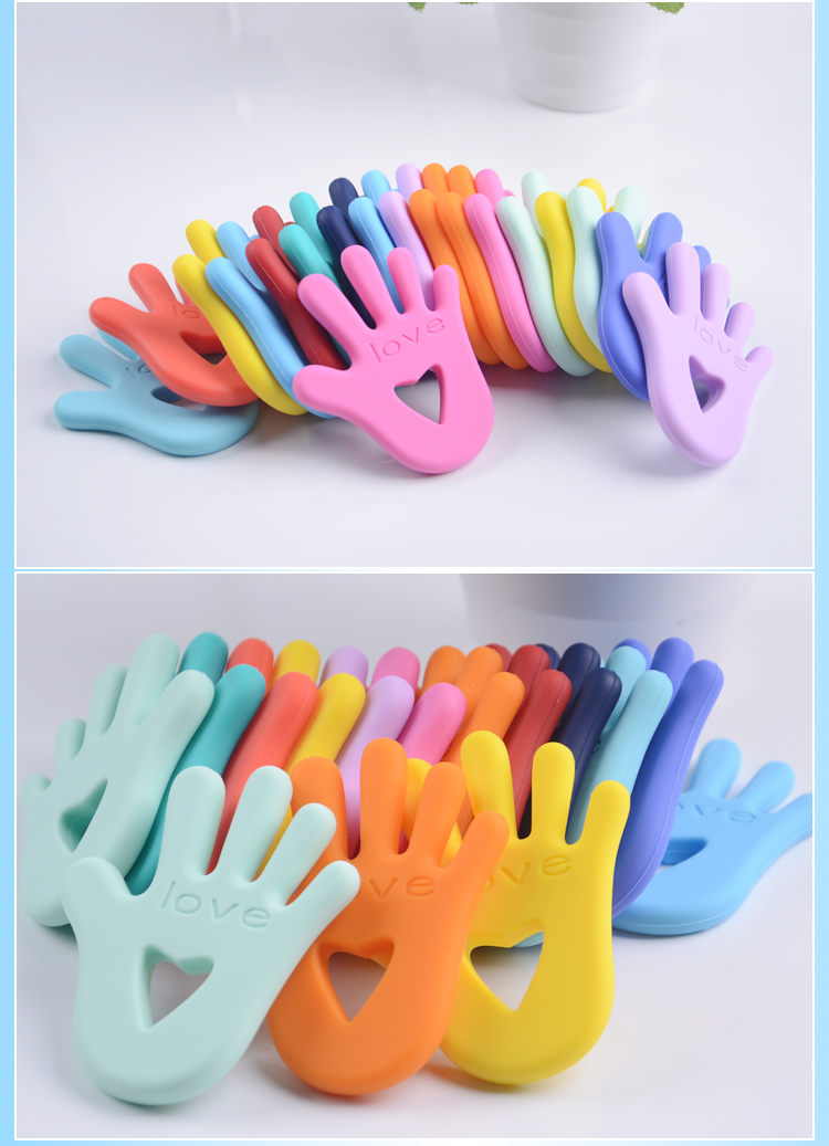 Shenzhen factory bpa free chewable palm shape baby teether 27