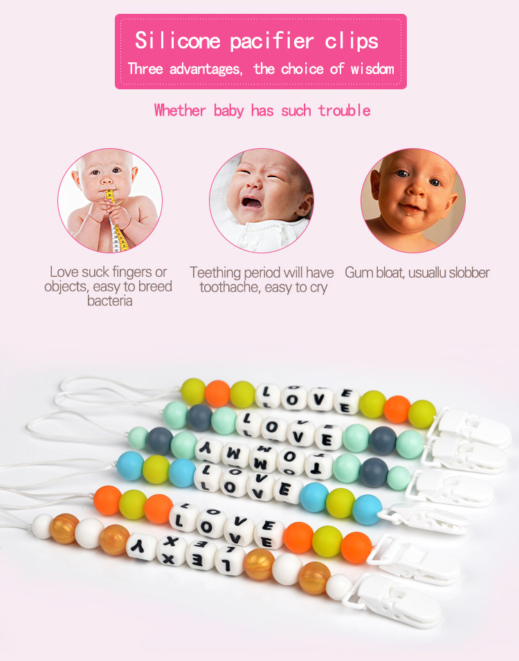 pacifier clip chain baby teether silicon holder 5