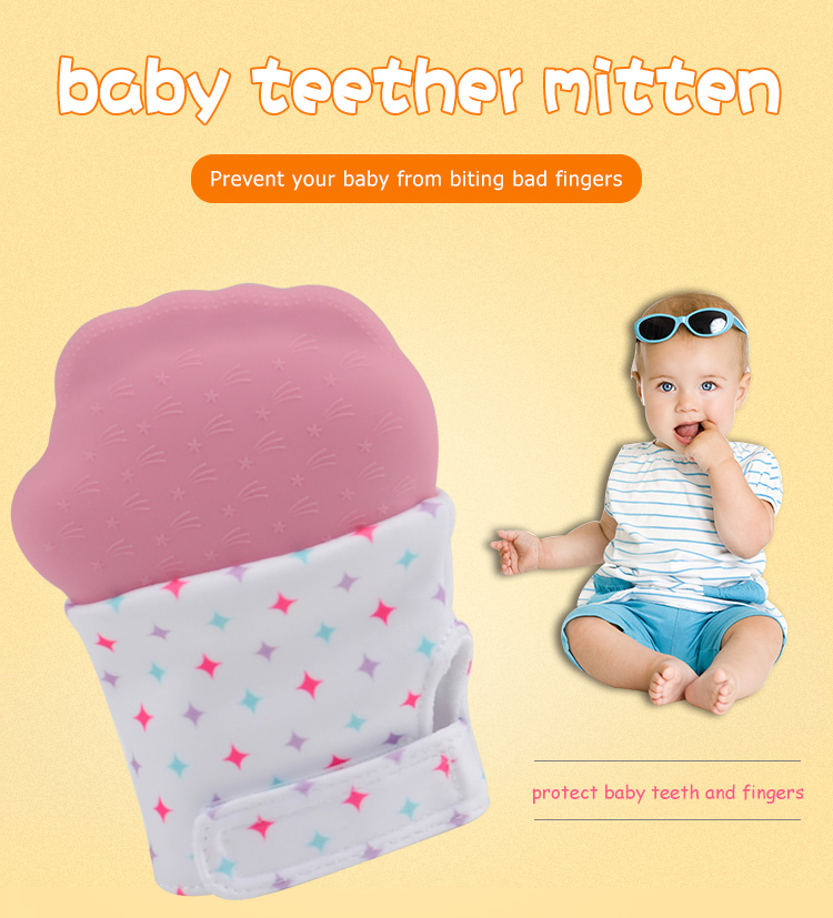Factory Wholesale Food Grade Baby Teething Mitt, Baby Teething Glove, Baby Mitten 3