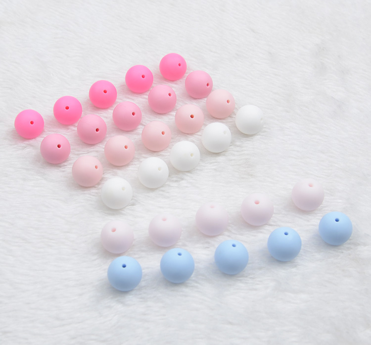 15mm Silicone Round Beads Nursing Jewelry Accessories BPA Free Baby Teether 11