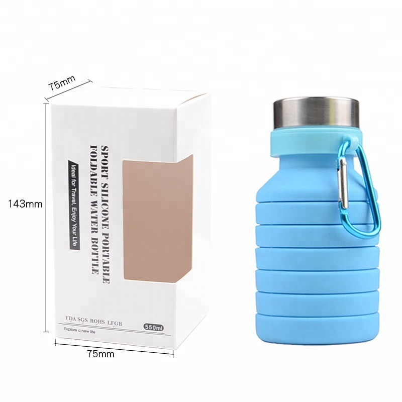 Customized LOGO 550ml Outdoor Silicone Foldable Sport Water Bottle 31