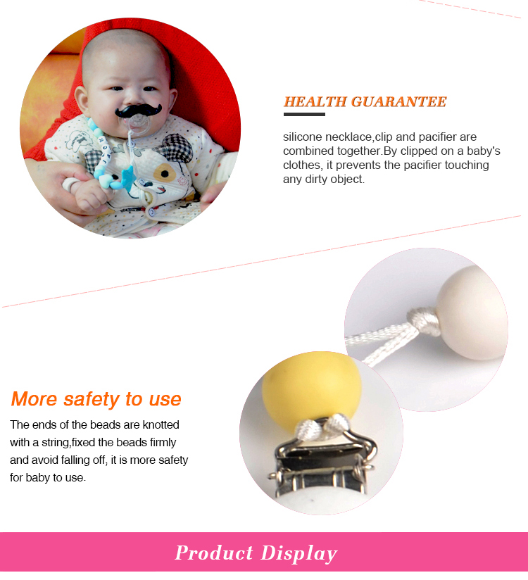 China Wholesale Safe Silicone Baby Pacifier Chain Holder Clip 11