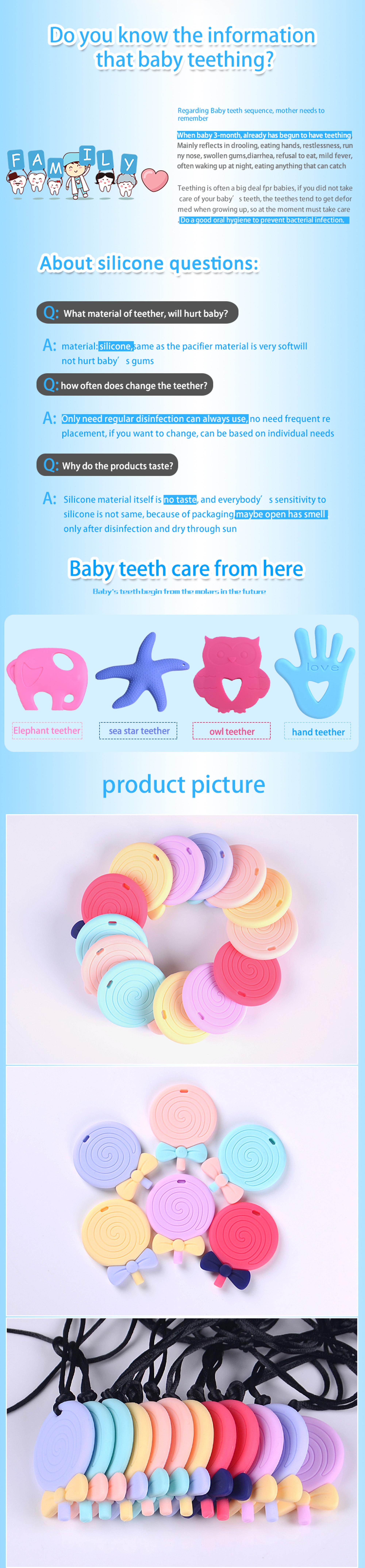 Baby teething cookie soft silicone teether biscuits kids chew toy necklace 11