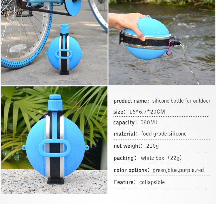 China Wholesale Silicone Travel Foldable Water Bottle For Sport 5