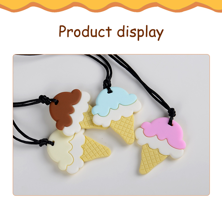 BPA Free Baby Soft Silicone Ice Cream Pendant for Baby Teething Necklace 21