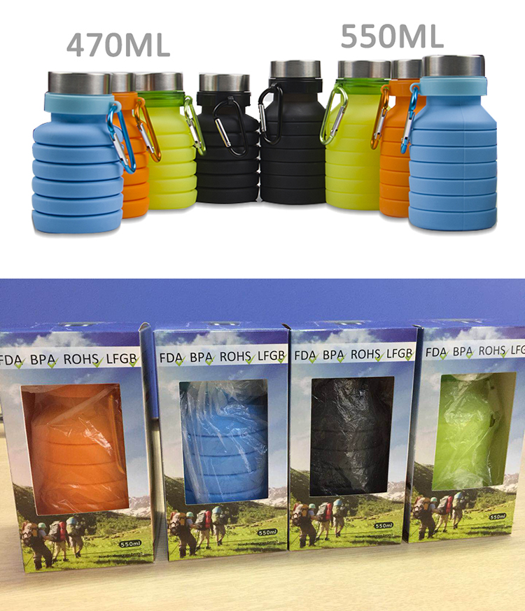 leak proof silicone collapsible sports bpa free folding water bottle 9