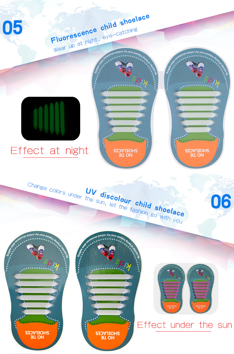 Colorful fashion silicone shoelaces lazy shoe lace for kids 17
