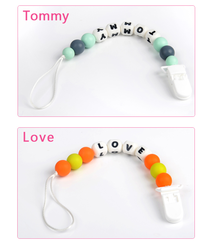 High Quality Safe Silicone Baby Pacifier Chain Holder Clip 15