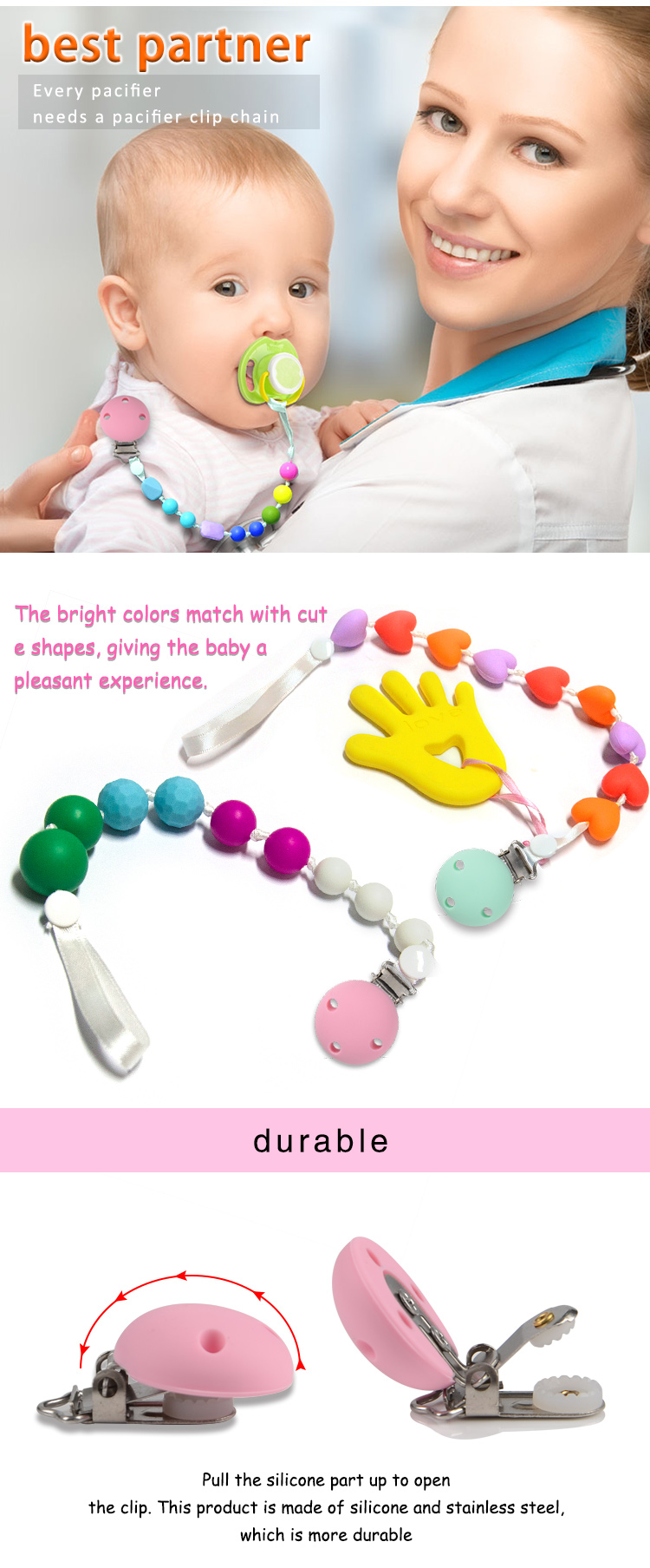  High Quality baby pacifier clips 7