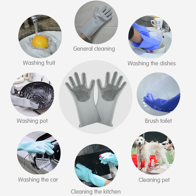 Multipurpose Household Dish Washing Brush Clean Gloves Silicone Dishwashing Gloves With Wash Scrubber 11