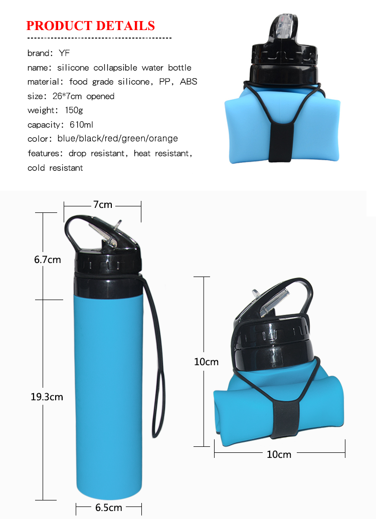 600ml Outdoor Silicona Bottle Collapsible Silicone Water Bottles With Print Logo 9