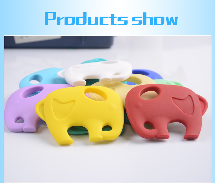 Custom bpa free elephant style soft silicone baby teether 25