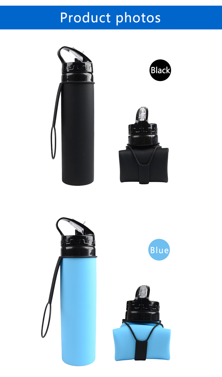Wholesale Custom Portable Foldable Bottle Leakproof Collapsible Silicone Outdoor Sports Water Bottle 21