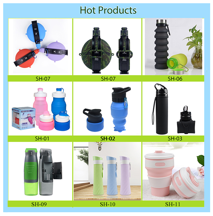 Hot Sale Promotional Cheap Custom BPA Free Outdoor Silicone Collapsible Foldable Water Bottle 19