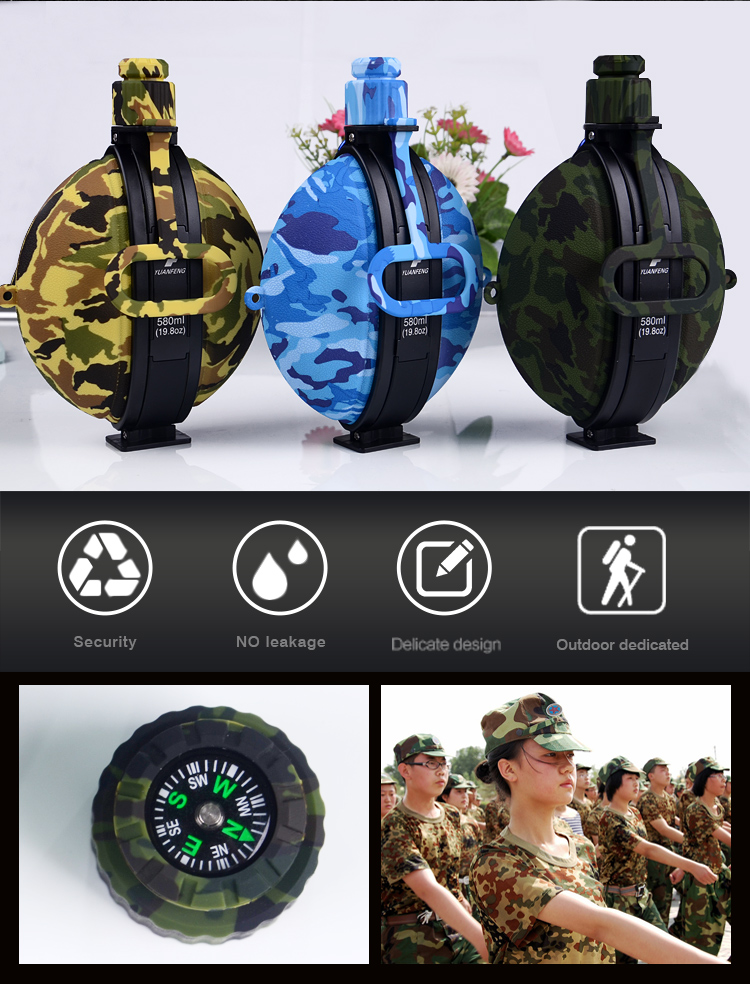 Custom Wholesale Bpa Free Silicone collapsible Sport army water bottle 3