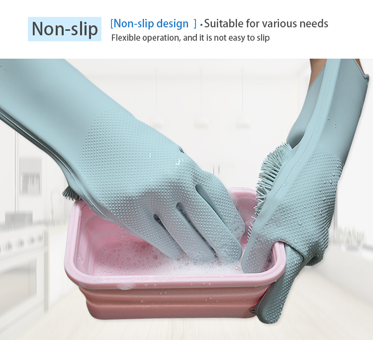 Heat Resistant Silicone Cleaning Gloves With Scrubber Dishwashing For Hand 13