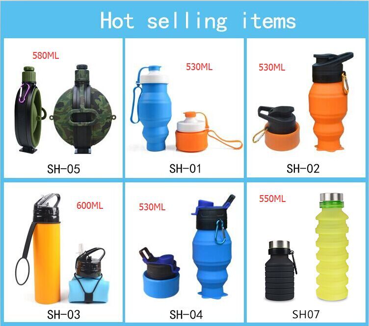SH-03 Gym Collapsible Silicone Water Bottles 29