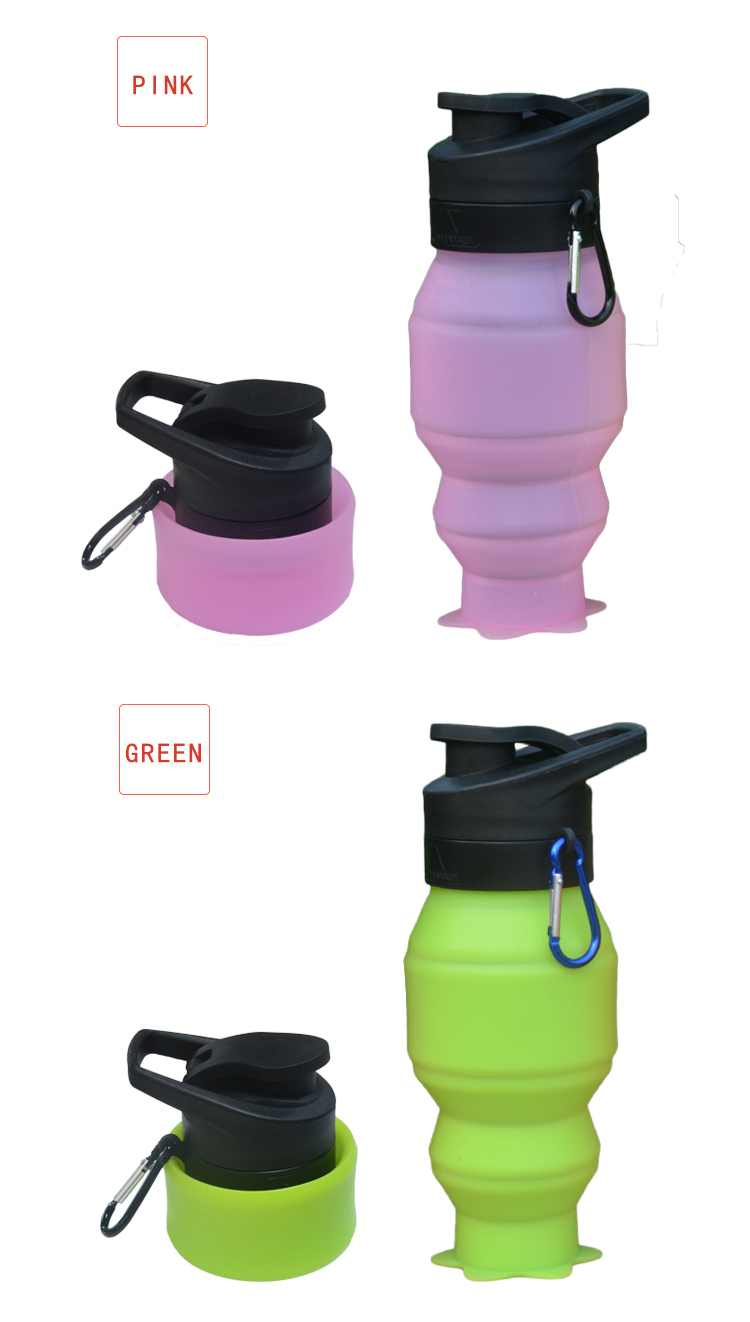 530ML Outdoor Hiking Travel Portable Silicone Collapsible Foldable Water Bottle 17
