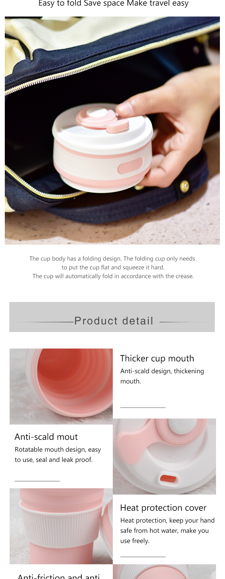 Collapsible Foldable Silicone Drinking Cup with Lid 11