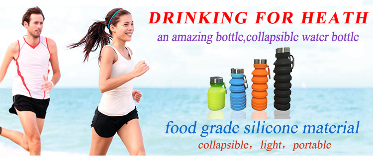 Fashionable Soft 550ml Flat Collapsible Silicone Water Bottle