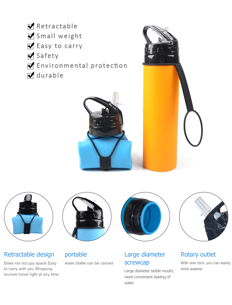Eco-friendly Silicone Collapsible Water Bottles With Custom Logo Sports Foldable Bottles 11