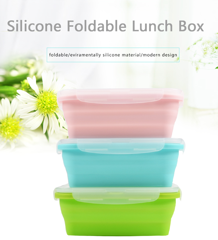 Hot Selling Microwave Safe Japanese Collapsible Silicone Folding Lunch Box